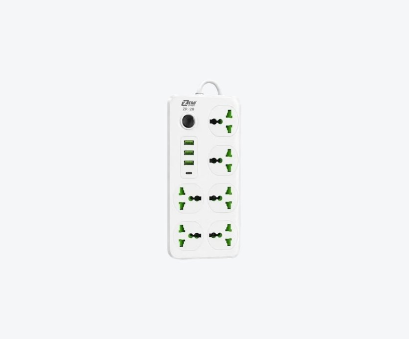 Hyperthread Design (16) Power Socket 6-Outlet Extension with 3 USB & Type-C Fast Charging (2M Cord)